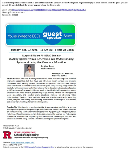 Flyer for REFAI speaker Dr. Yifan Gong